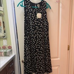 Anne Klein Kids Sleeveless Dress - Black with White Dots
